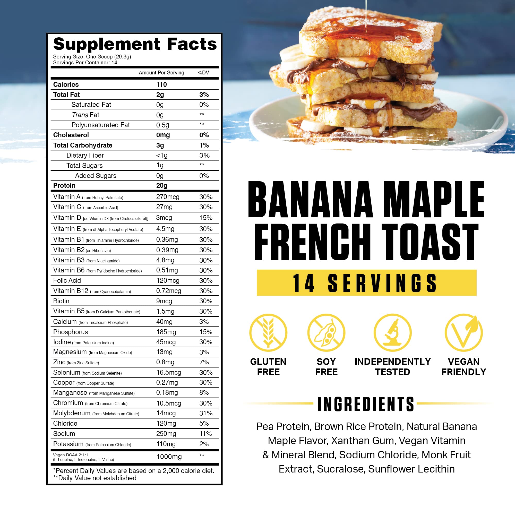 Ambrosia Planta Brown rice and pea blend label highlights plant protein.
