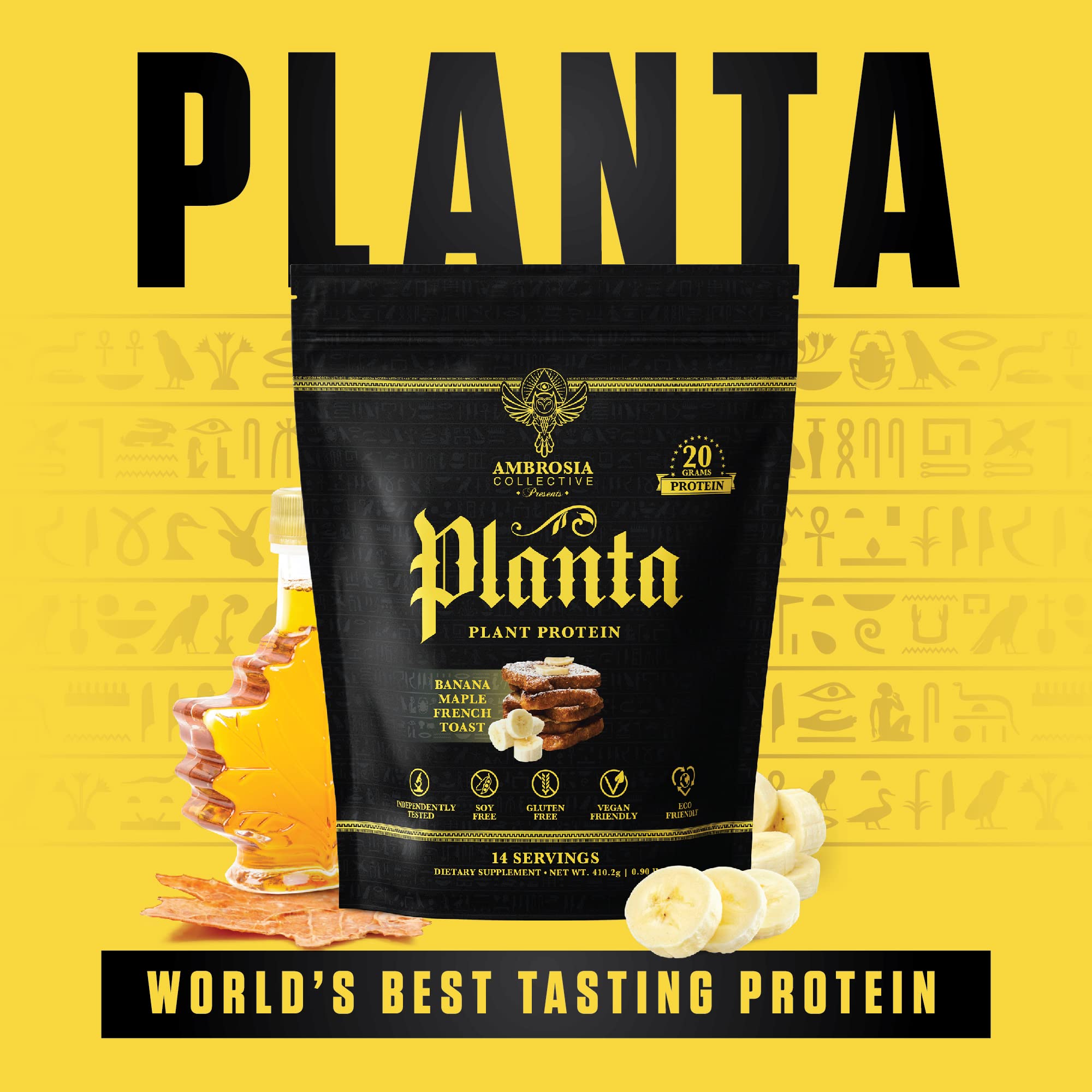 Ambrosia Planta Gourmet flavors banner showcases premium banana maple option.