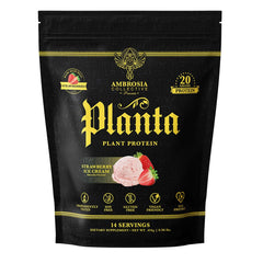 Ambrosia Planta bottle pour shows premium vegan protein for post-workout refuel