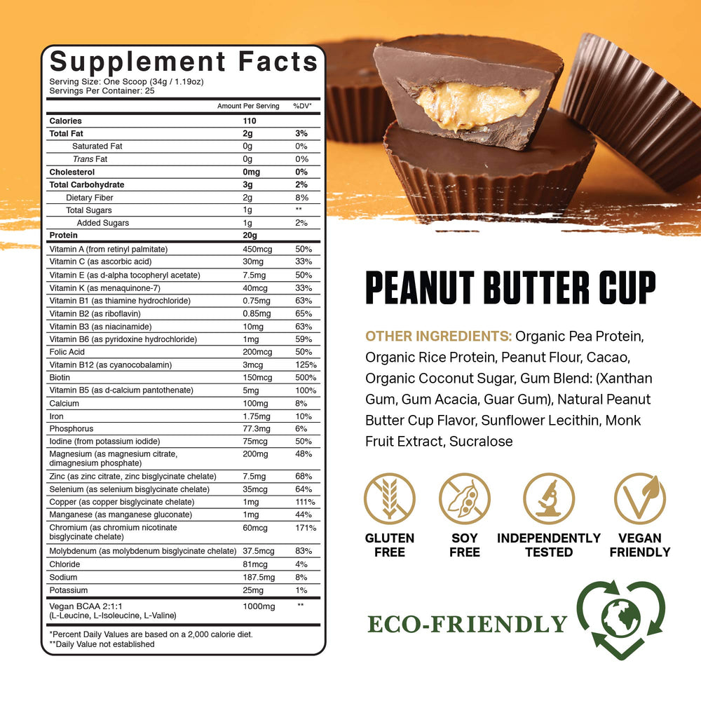 Ambrosia Planta protein jar label showing dairy-free vegan formula