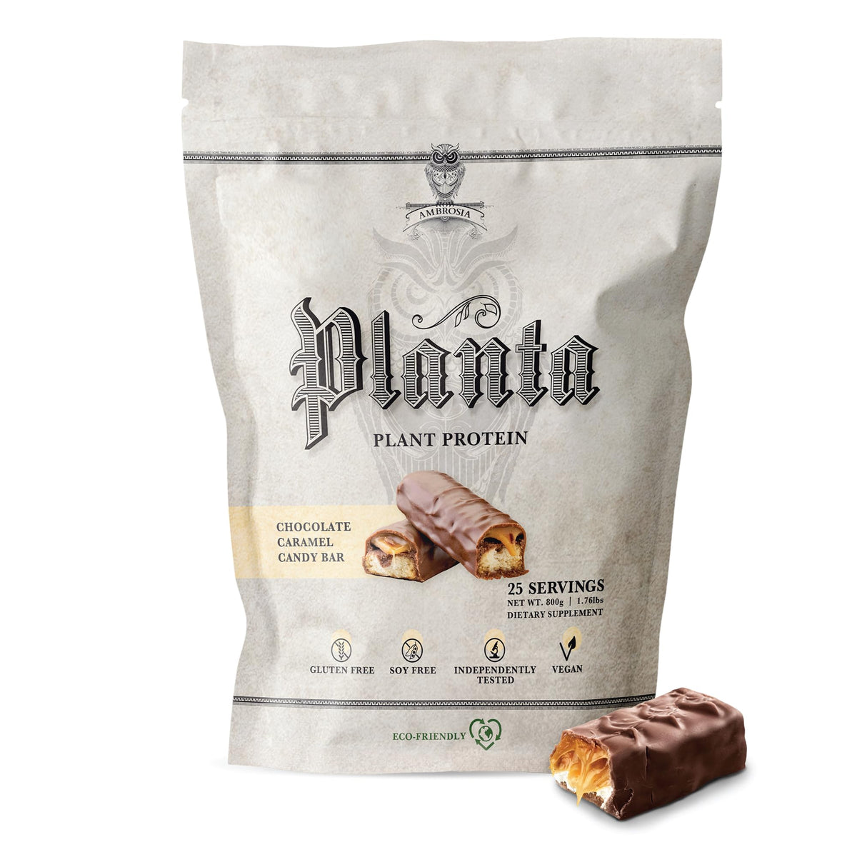 Ambrosia Planta scoop and pour shows on-the-go protein convenience.