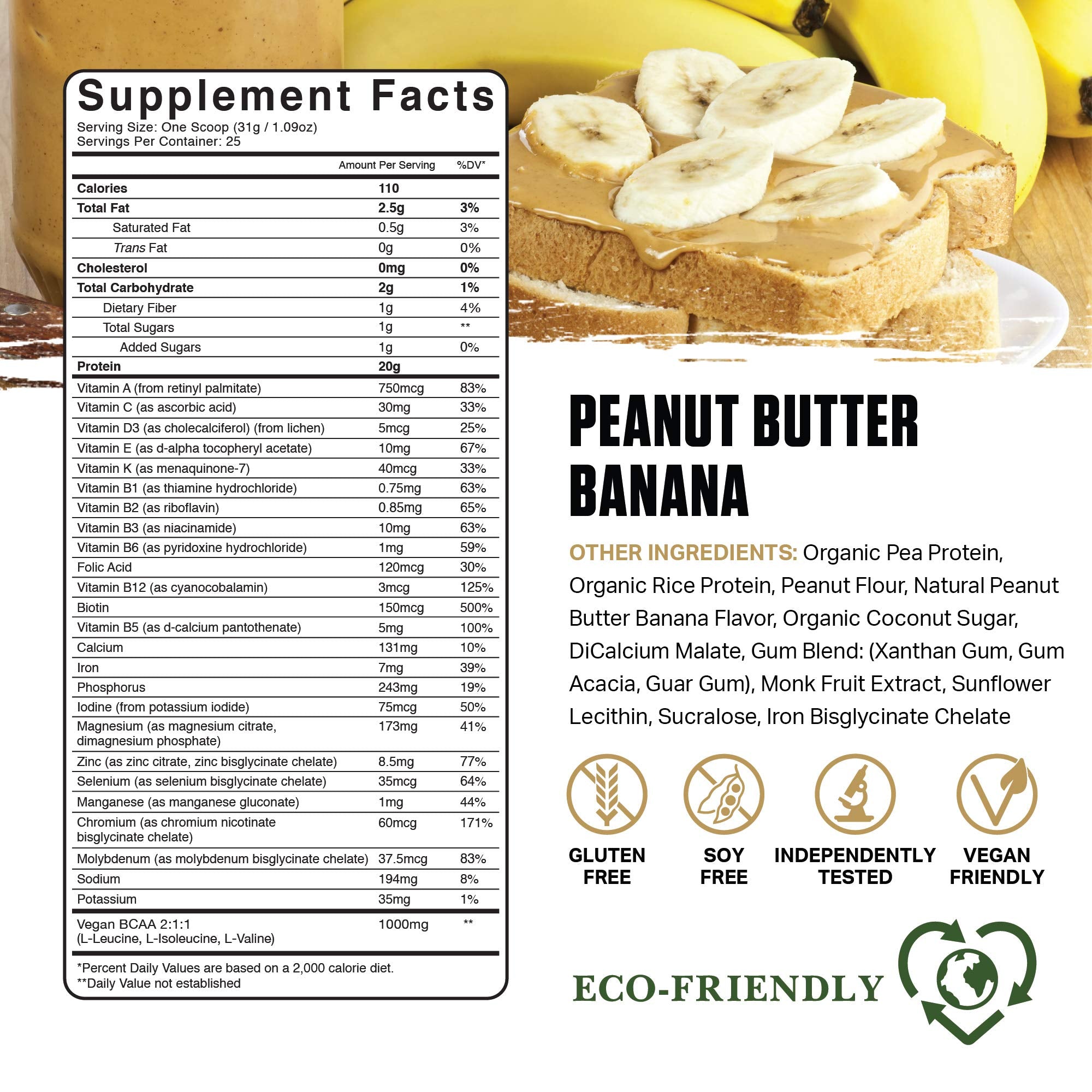 Ambrosia Planta scoop with label, 20g protein per serving