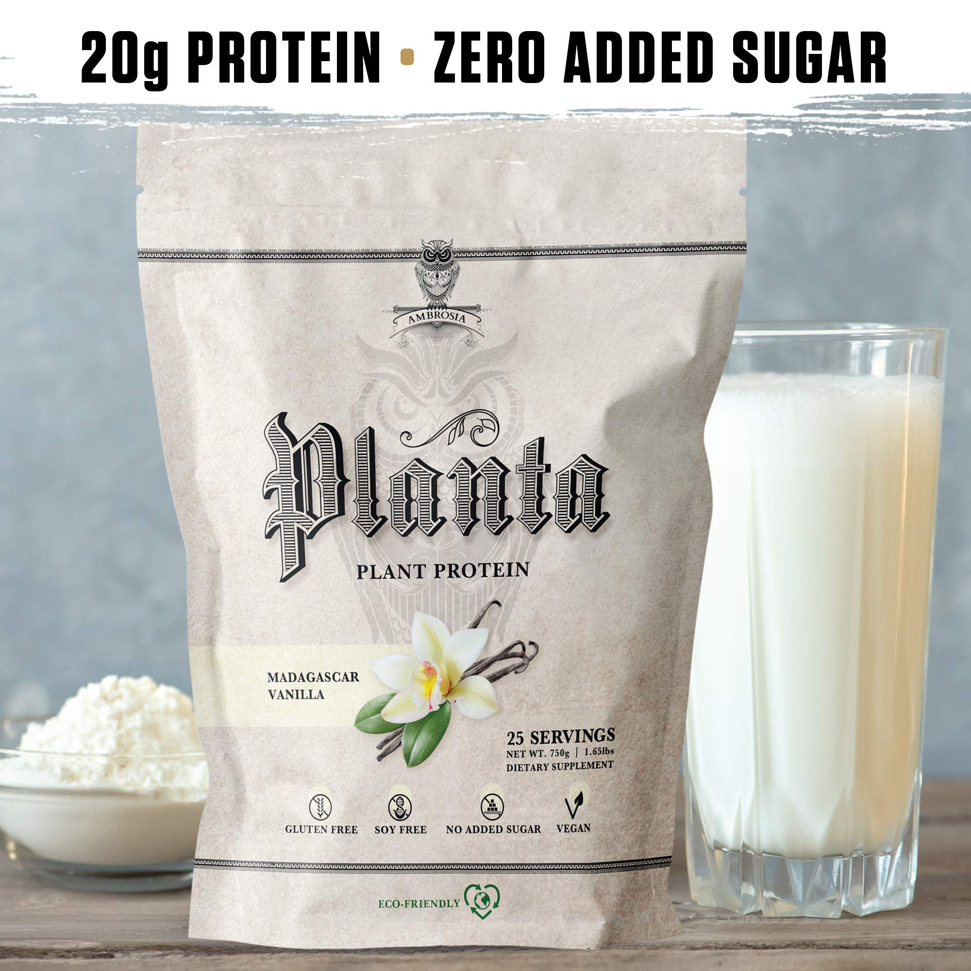 Ambrosia Planta shake with water showing quick, smooth vanilla mix.