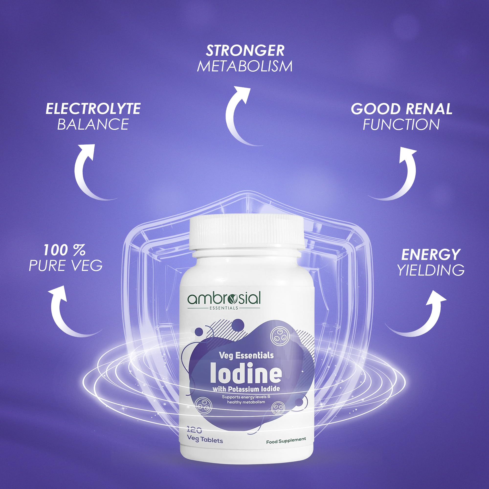 Ambrosial Iodine 5000mcg label close-up highlights quality and purity.