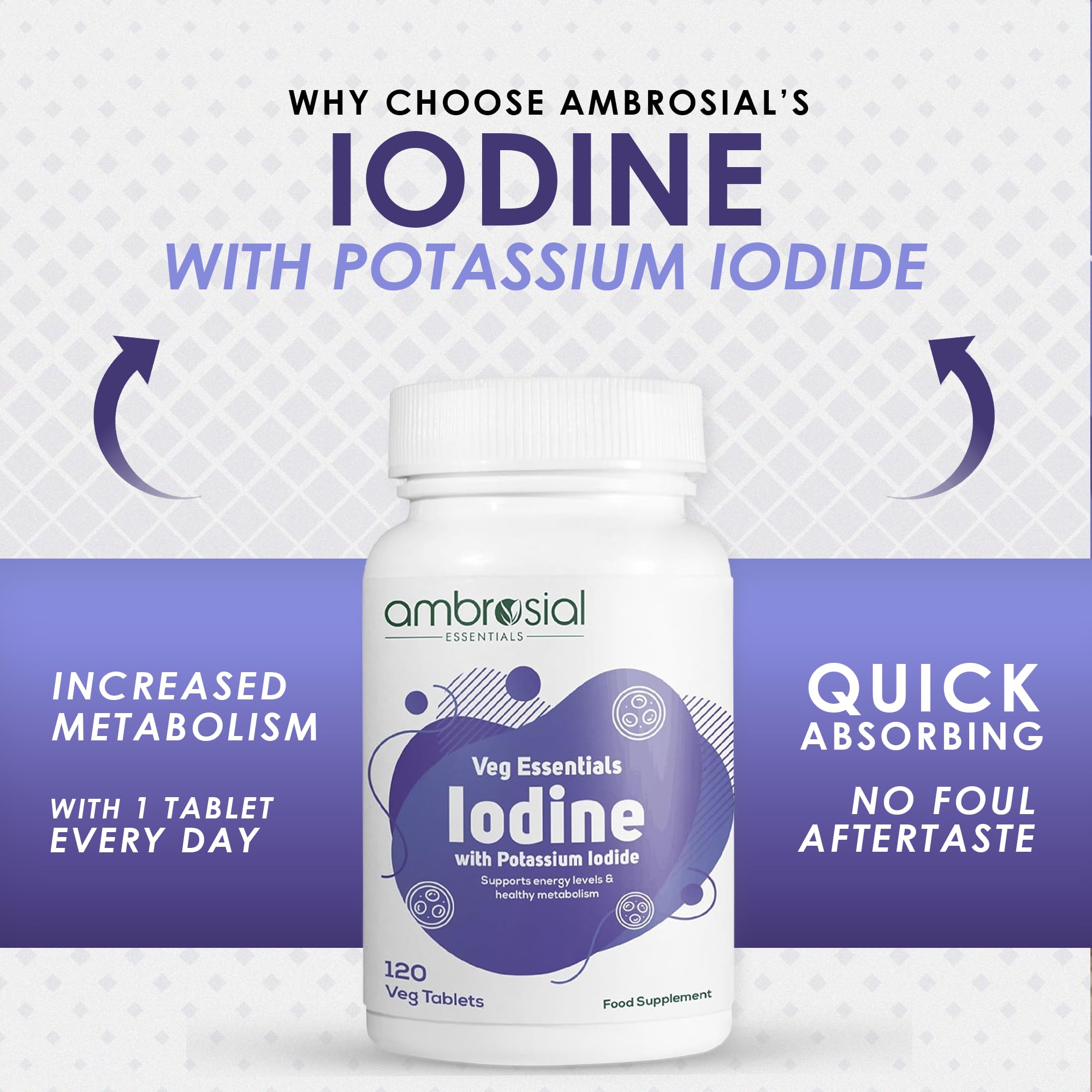 Ambrosial Iodine 5000mcg packaging exterior showcases sustainable sourcing.