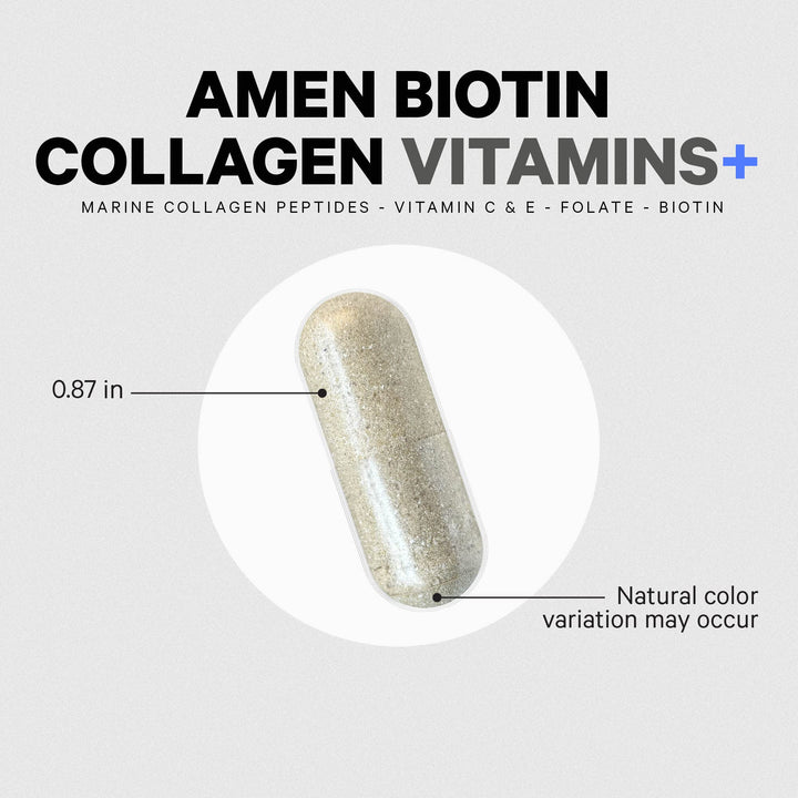 Amen Biotin Collagen daily-use capsule is non-GMO and allergen-free