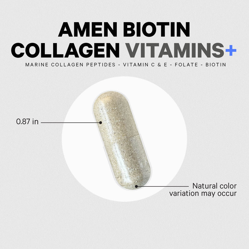 Amen Biotin Collagen daily-use capsule is non-GMO and allergen-free