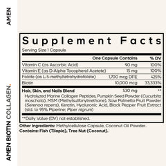 Amen Biotin Collagen tablets pack shown on a clean surface for daily use