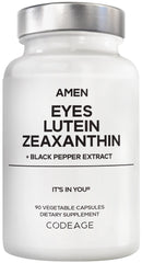 Amen Eyes bottle with lutein and zeaxanthin capsules for daily eye care.