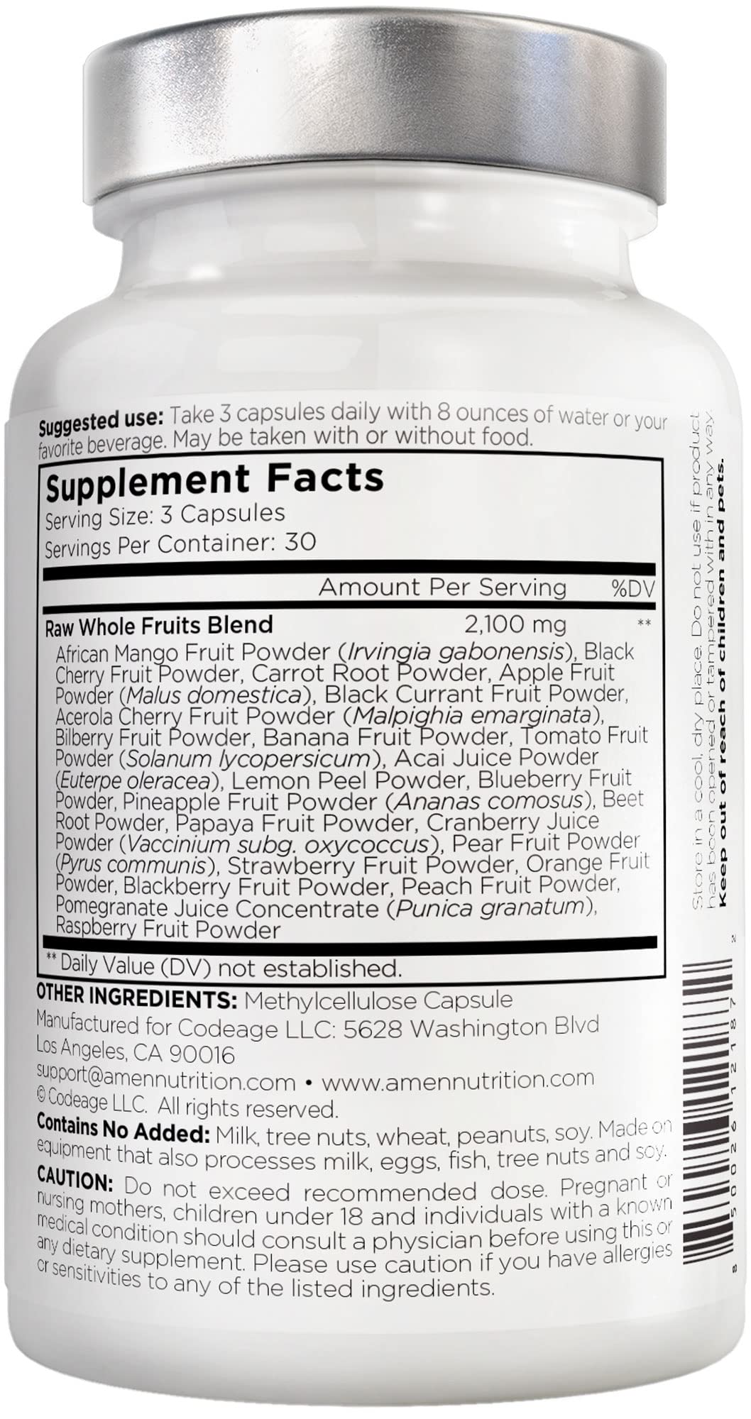Amen Fruits bottle pour action showcases easy daily capsule for consistent nutrition