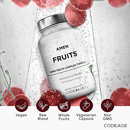 Amen Fruits no artificial flavors colors label emphasizes pure plant-based goodness