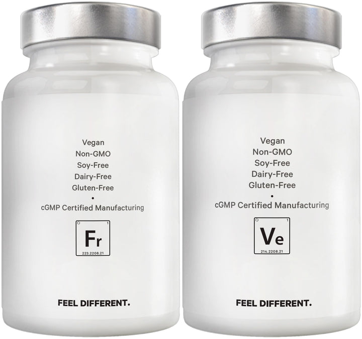 Amen Fruits and Veggies bundle packaging design, clear bottles and eco-friendly materials.