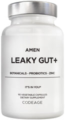 Amen Leaky Gut+ bottle label for daily digestive support.
