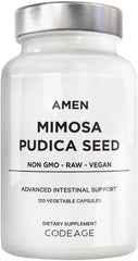Amen Mimosa Pudica Seed Capsules bottle front view for vegan plant-based wellness.