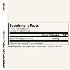 Amen Mimosa Pudica Seed Capsules close-up of pills for easy daily use.