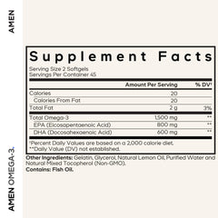 Amen Omega-3 pour shows softgels ready for daily EPA and DHA intake.