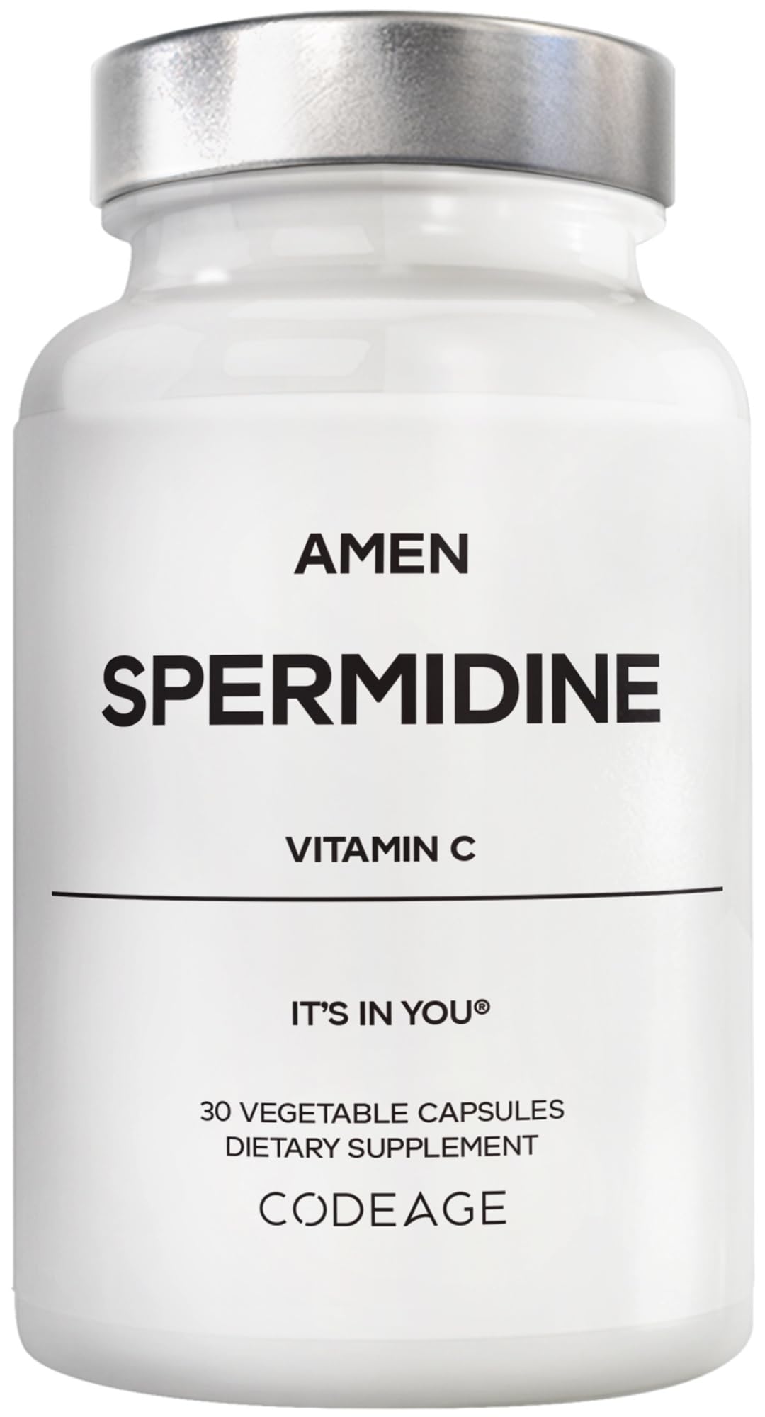 Amen Spermidine supplement bottle front for easy daily use