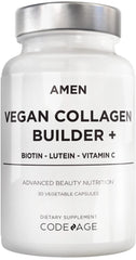 Amen Vegan Collagen Builder bottle front illustrates plant-based daily support.