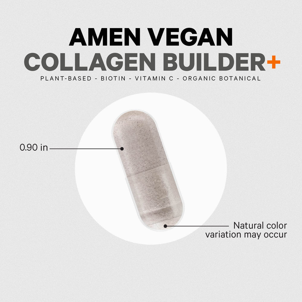 Amen Vegan Collagen Builder organic blueberry image emphasizes antioxidant-rich fruit mix.