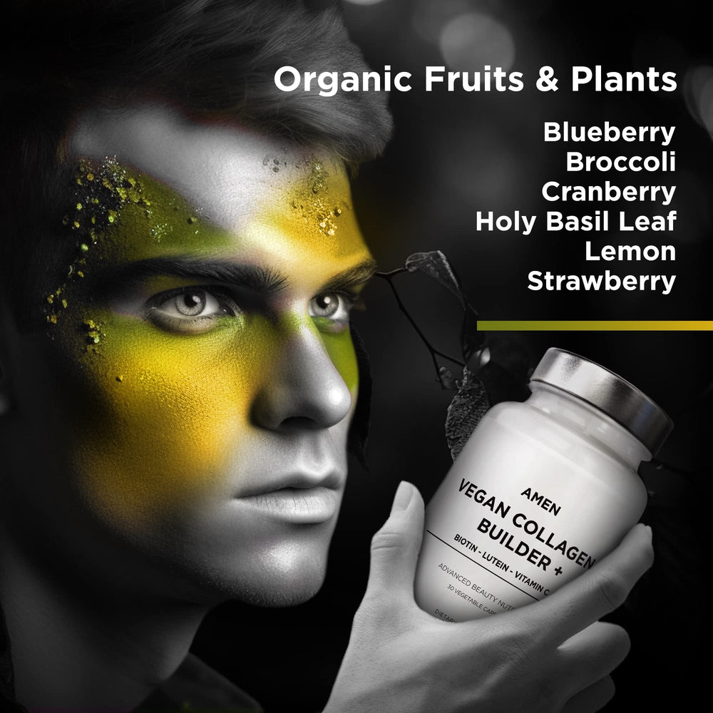 Amen Vegan Collagen Builder organic lemon slice showcases citrus vitamin C component.