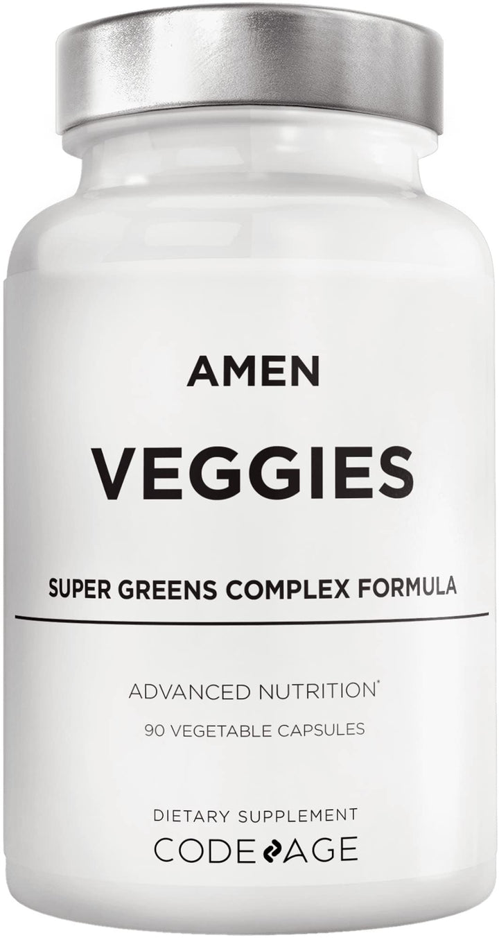 Amen Veggies daily greens capsules for convenient daily nutrients.