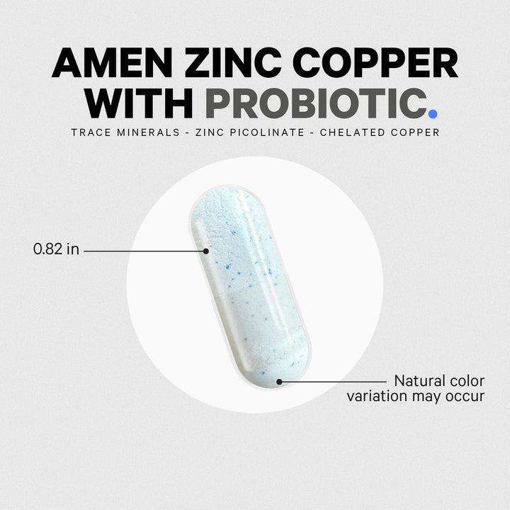 Vegan, gluten-free, soy-free icons with Amen Probiotics bottle
