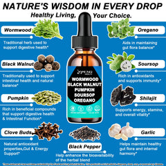 AMENQ hHEALTH wormwood drops pouring demonstrates easy daily dosing.