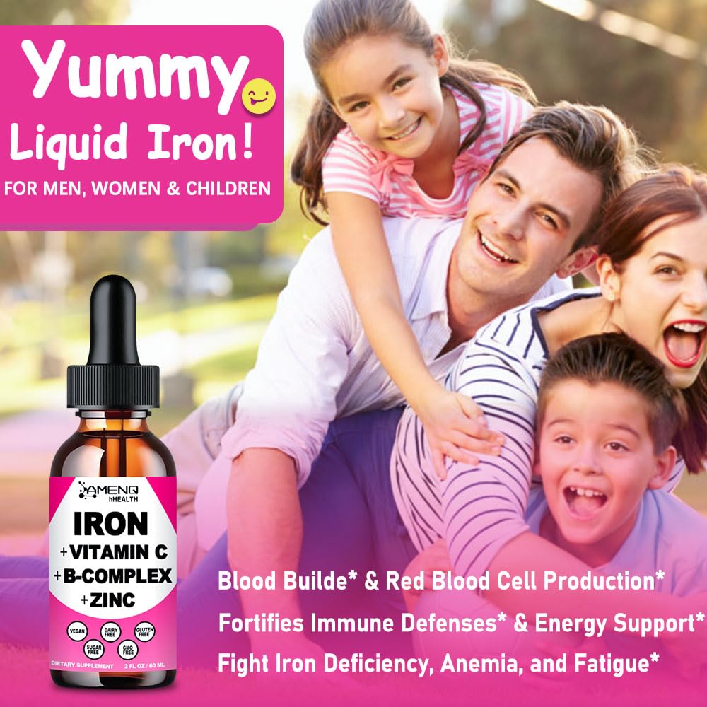 AMENQ hHEALTH ferrous bisglycinate iron drops for gentle digestion and absorption.