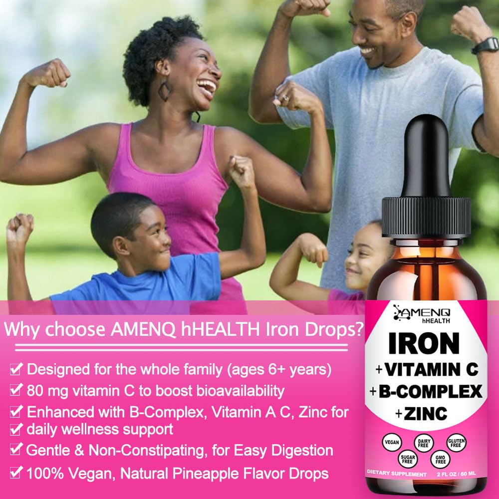AMENQ hHEALTH iron drops designed for the whole family, 6+ years.