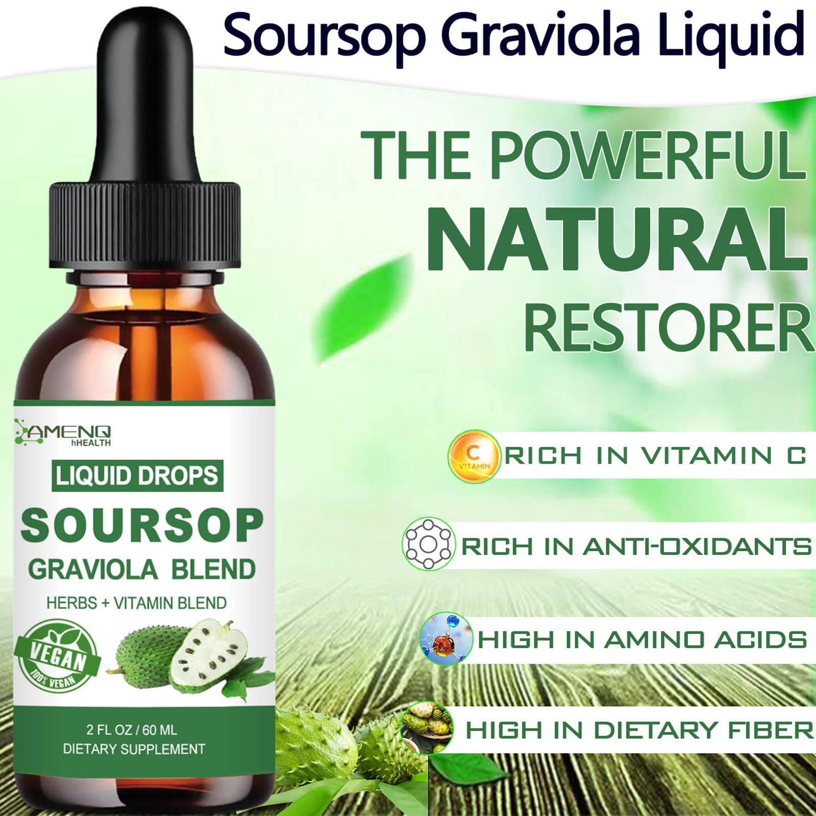 AMENQ hHEALTH Soursop drops with dropper for easy dosing