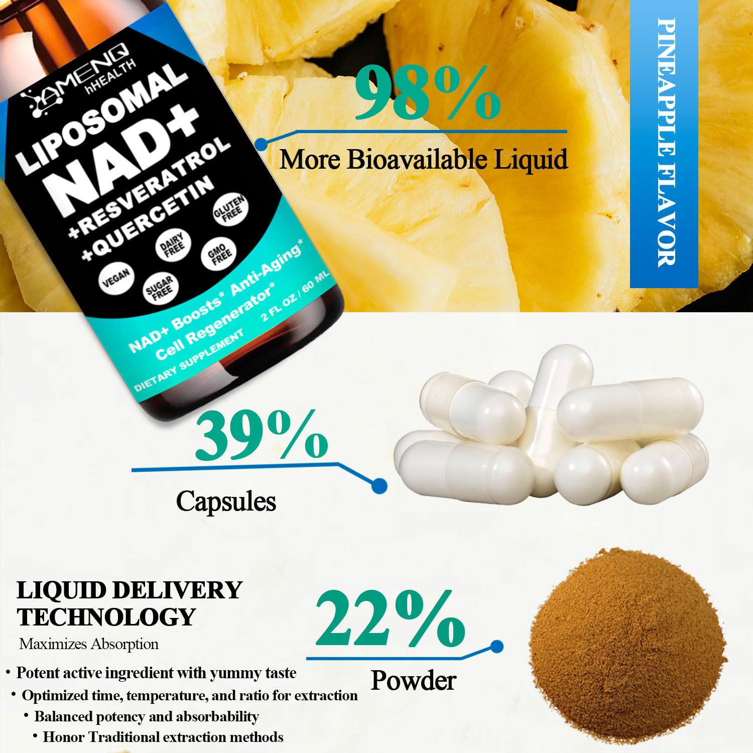 AMENQ hHEALTH vegan, sugar-free label highlights clean, keto-friendly formula