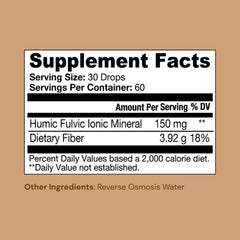 Ameo Life Humic & Fulvic Mineral Drops in a glass of water showing hydration use.