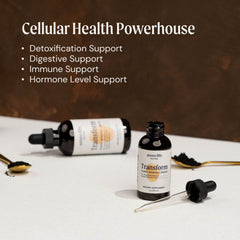 Ameo Life Humic & Fulvic Mineral Drops being poured for easy daily mixing.