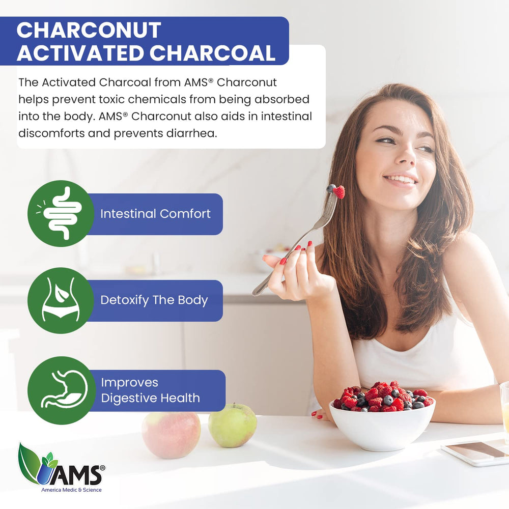 Charconut in daily routine on counter for digestive comfort.