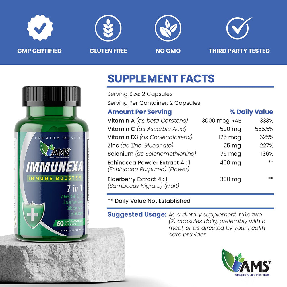 America Medic and Science Immunexa packaging opened showing capsules.