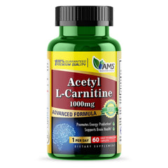 America Medic & Science Acetyl L-Carnitine 1000mg bottle for steady energy support throughout the day