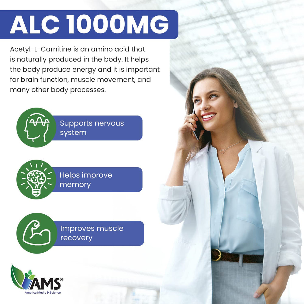 America Medic & Science Acetyl L-Carnitine 1000mg daily-dose on desk easy routine for wellness