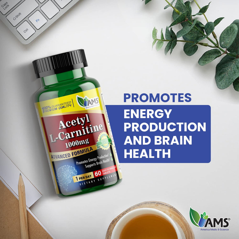 America Medic & Science Acetyl L-Carnitine 1000mg pack convenient daily energy and brain health support