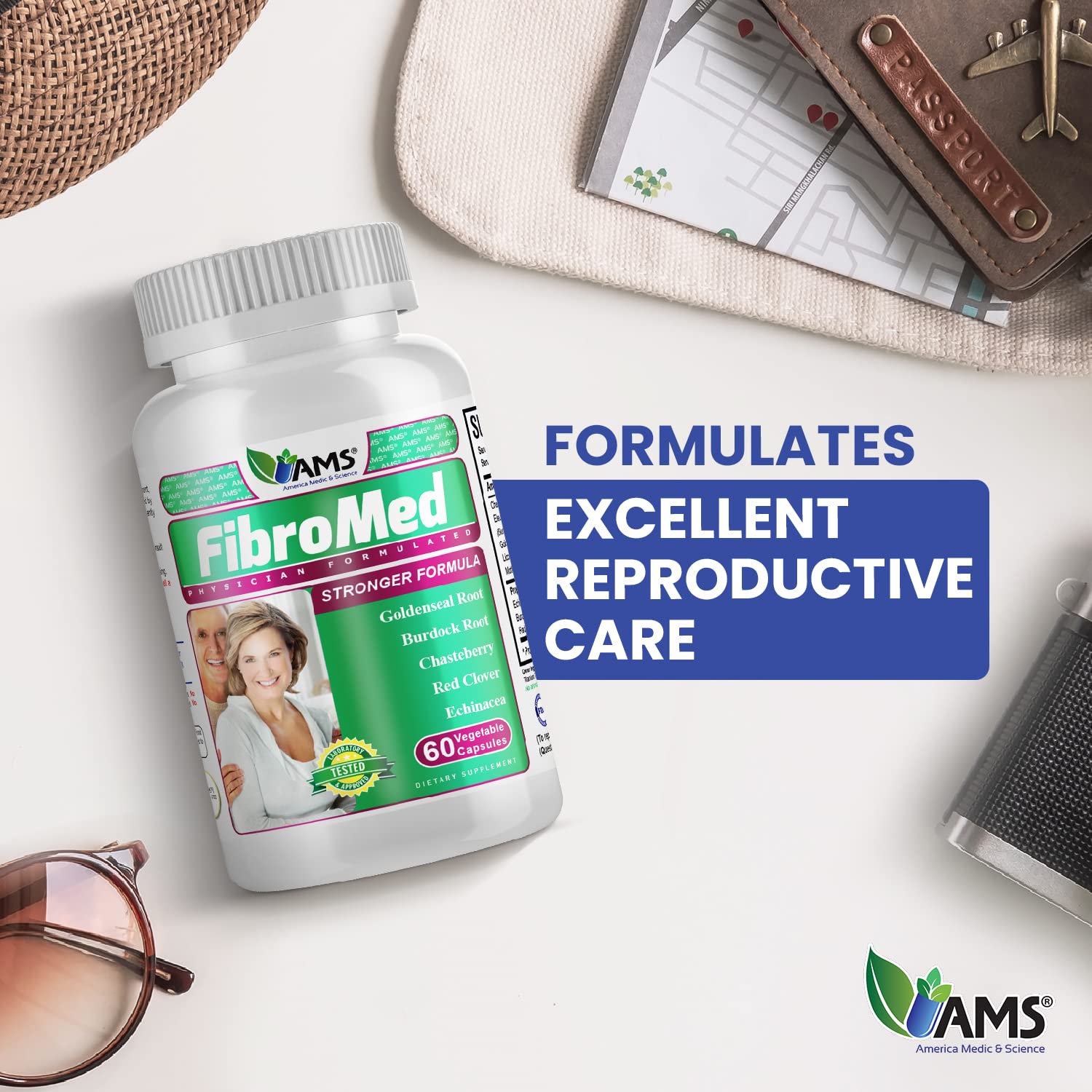 FibroMed labeled packaging shows safe, all-natural ingredients for daily use