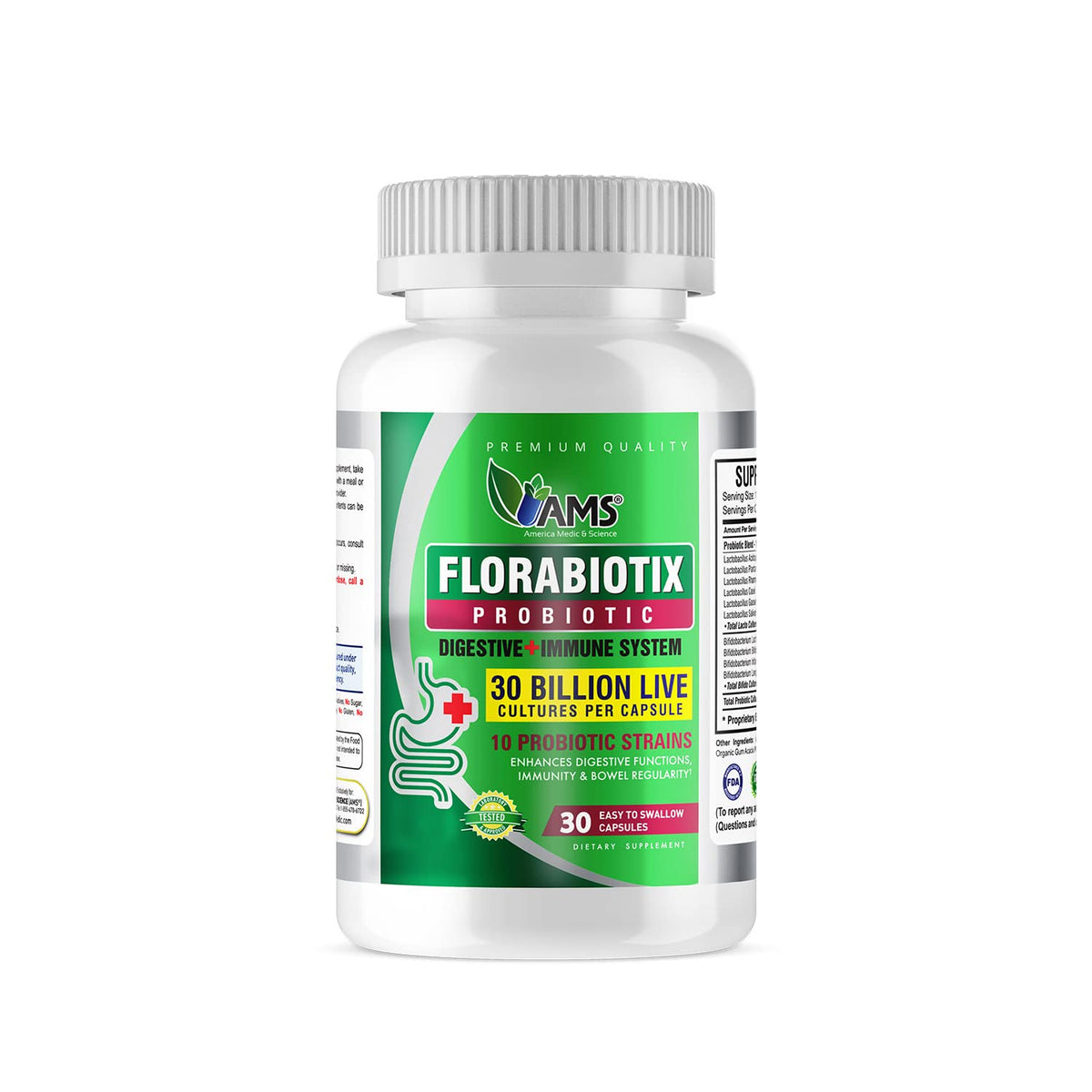 America Medic & Science Florabiotix bottle front for daily probiotic support