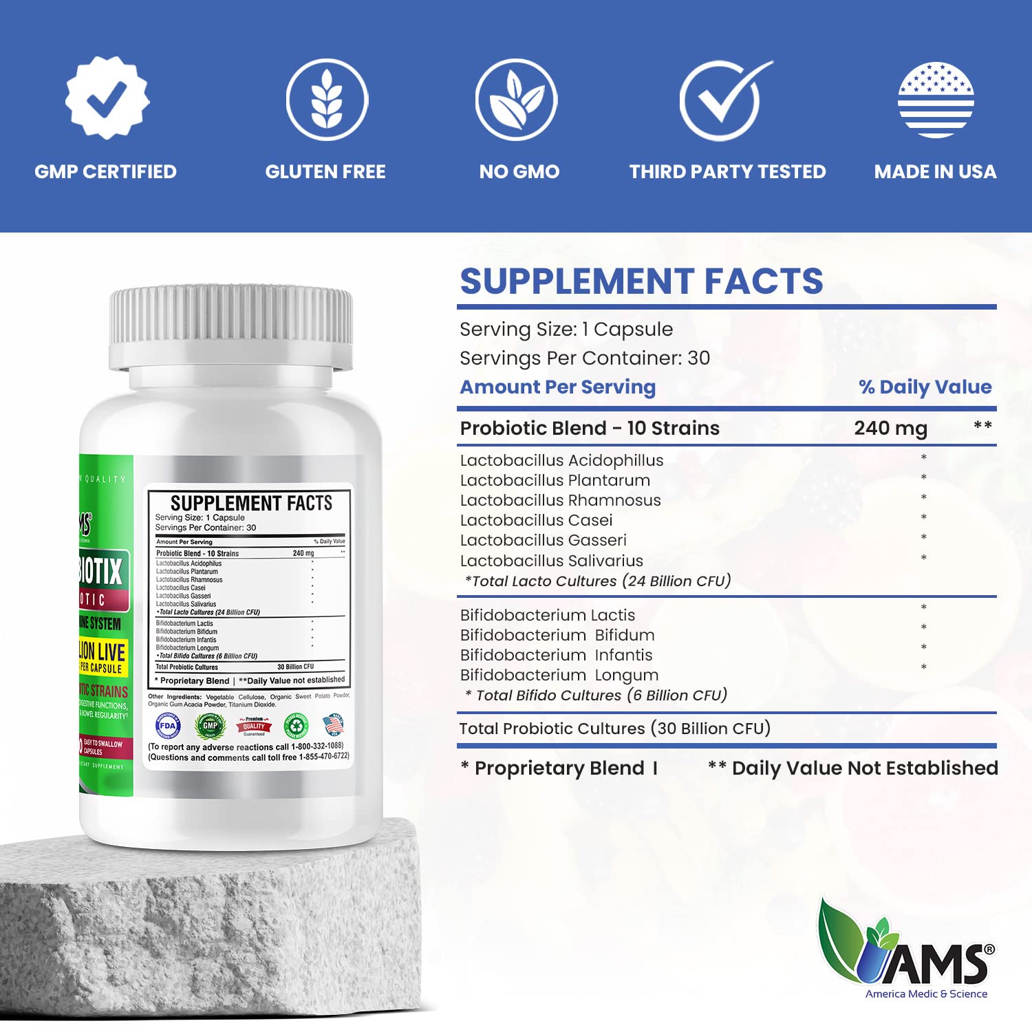America Medic & Science Florabiotix packaging for daily use on the go