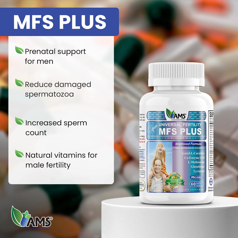 America Medic & Science MFS Plus capsules closeup shows easy-to-swallow vegetable capsules.