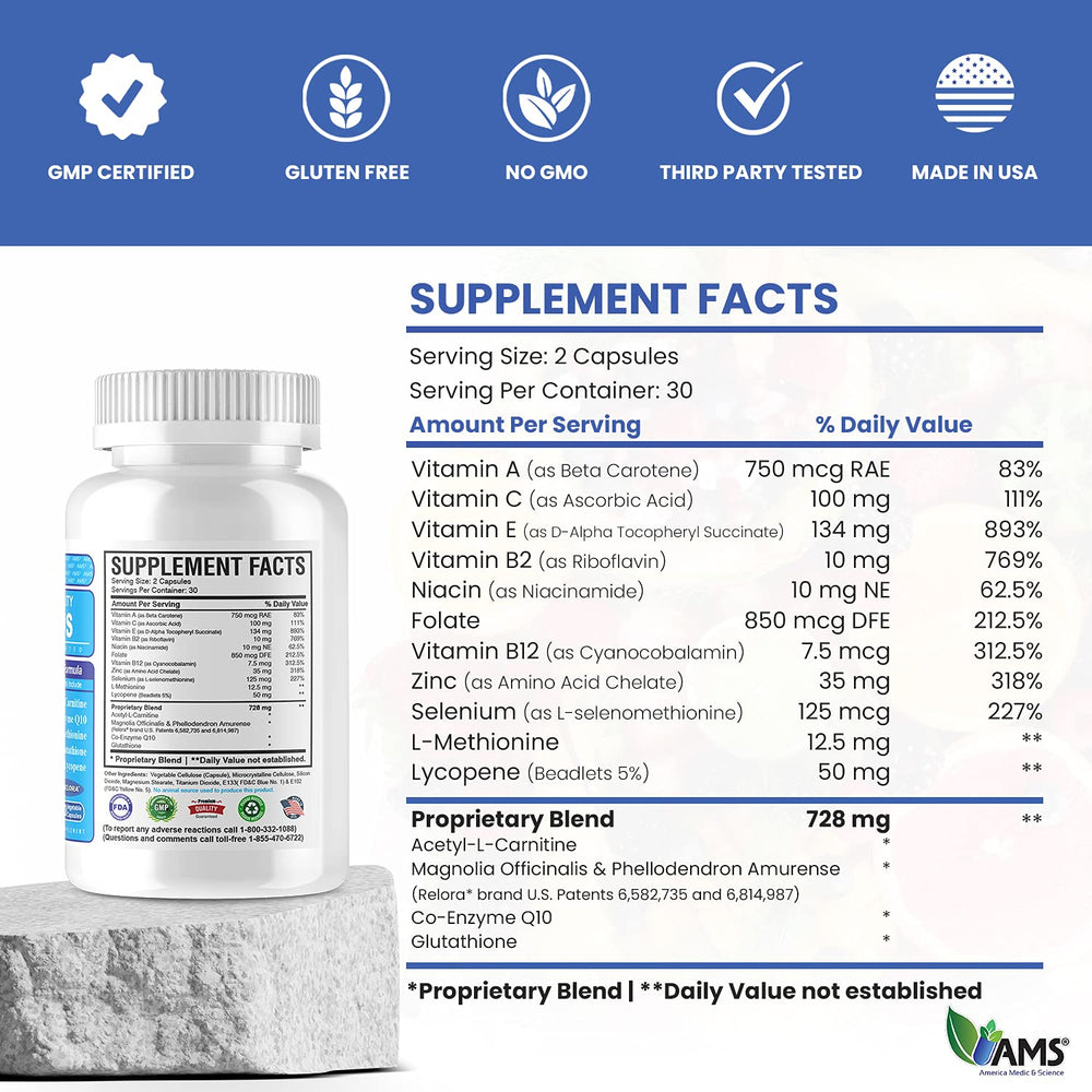 America Medic & Science MFS Plus nutrients zinc coq10 highlighting key reproductive health support.