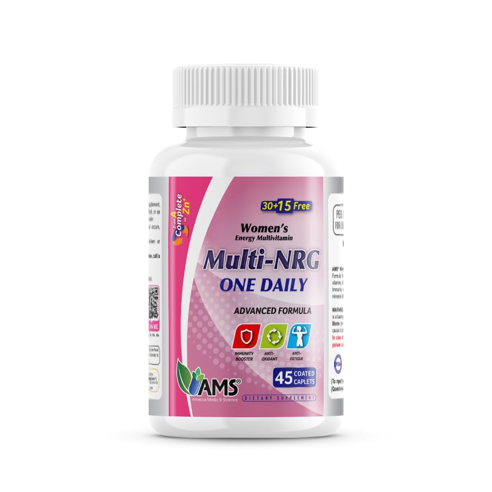 America Medic & Science multivitamin bottle front with coated caplets for daily wellness.
