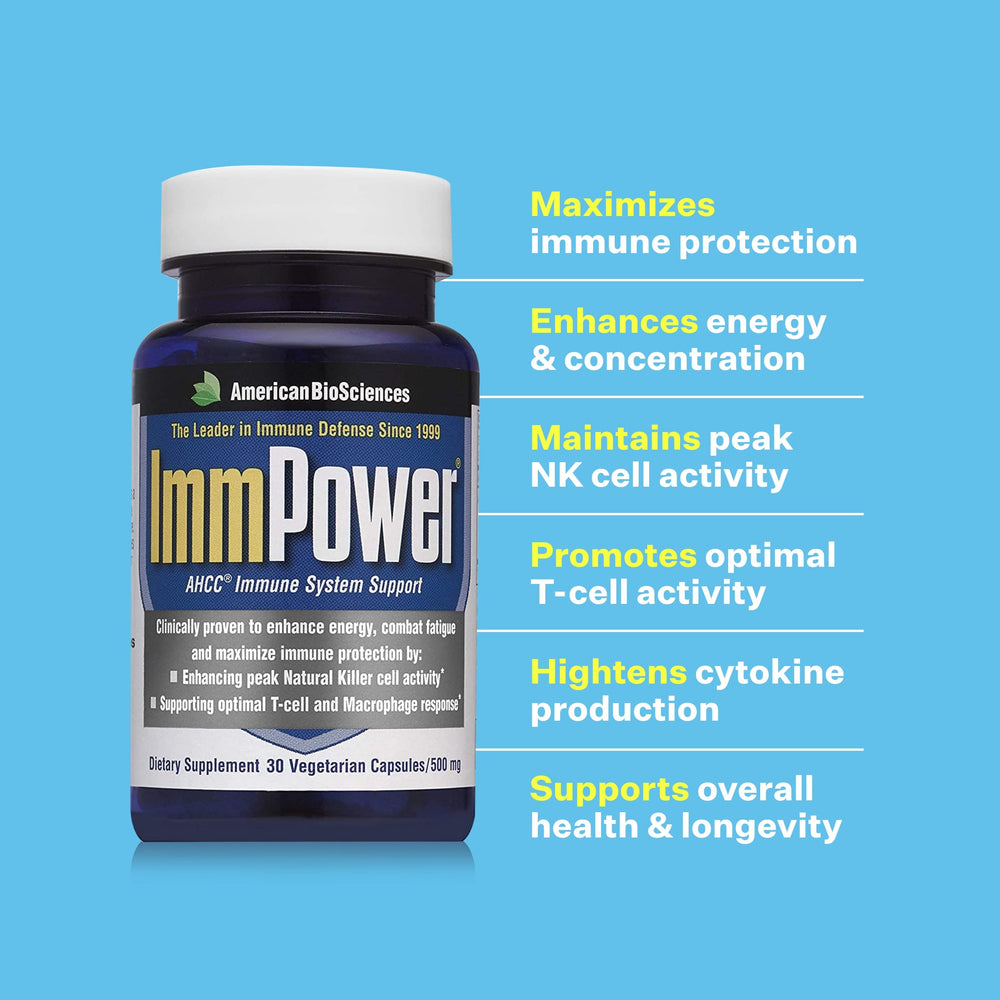 American BioSciences ImmPower packaging box emphasizing single-ingredient immune support