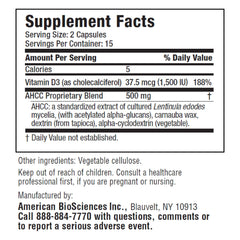 American BioSciences ImmpowerD3 label closeup with AHCC and D3