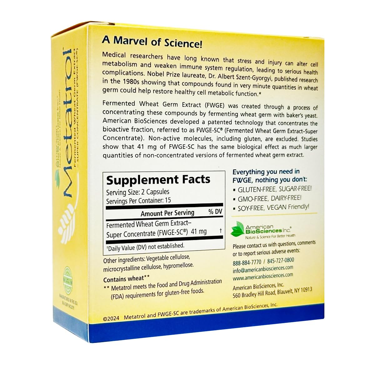 Metatrol bottle side shows supplement facts and gluten-free reassurance.