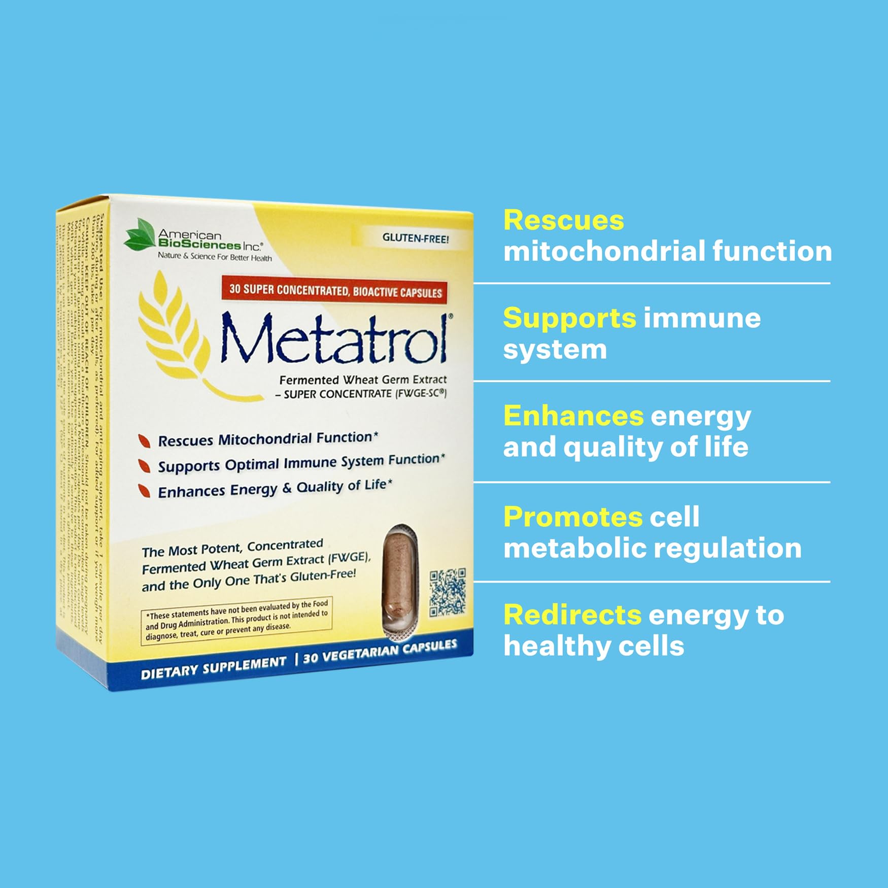 Gluten-free label on Metatrol packaging signals dietary suitability.