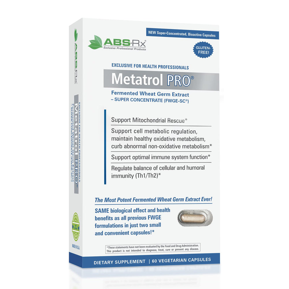 American BioSciences Metatrol PRO bottle highlights potent fermented wheat germ extract for wellness support.