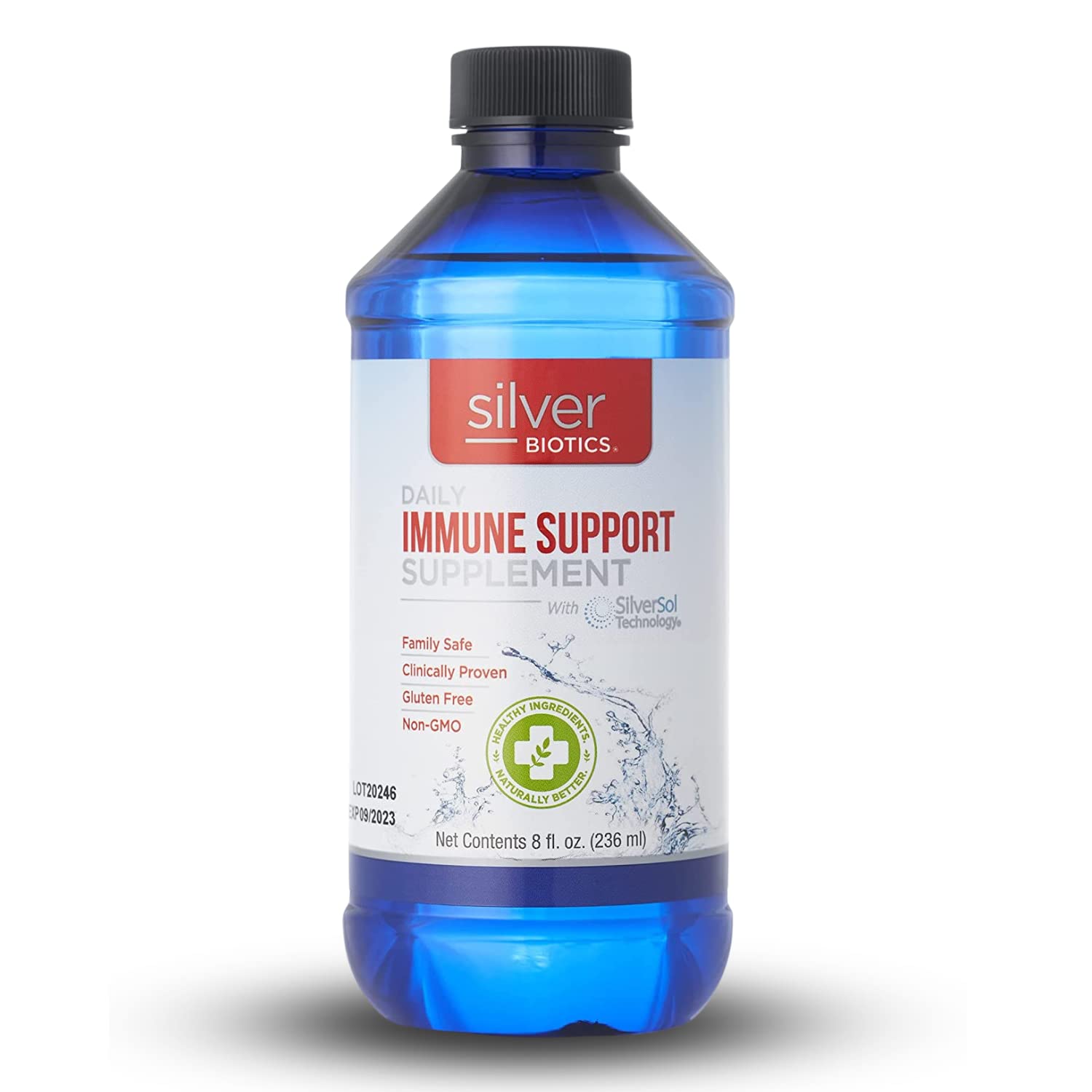 American Biotech Labs Silver Biotics bottle closeup for daily immune support.